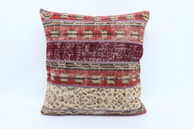 28x28 Red Pillow, Vintage Pillow, Turkish Kilim Pillow, Decorative Pillow Sham, Colorful Pillow Case, Throw Kilim Pillow, Pillow Cover - 1
