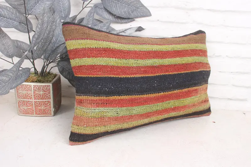 Custom Cushion Cover, 12x20 Red Pillow Sham, Turkish Kilim Pillow, Boho Pillow Sham Cover, Sofa Bolster Pillow Case, Pillow for Sofa, Pillow Cover - 3
