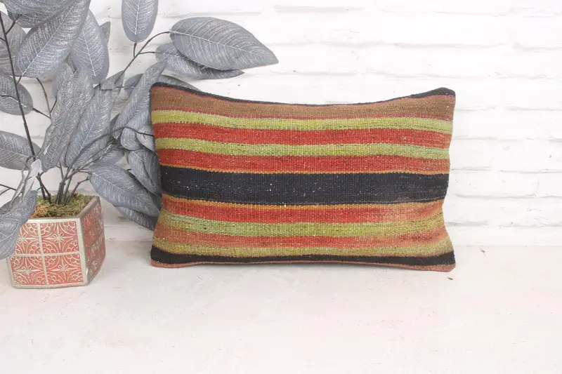Custom Cushion Cover, 12x20 Red Pillow Sham, Turkish Kilim Pillow, Boho Pillow Sham Cover, Sofa Bolster Pillow Case, Pillow for Sofa, Pillow Cover - 1