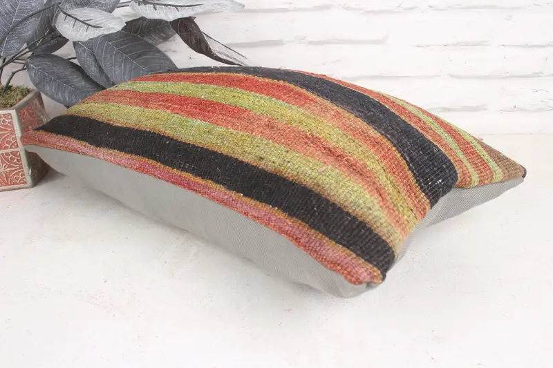 Custom Cushion Cover, 12x20 Red Pillow Sham, Turkish Kilim Pillow, Boho Pillow Sham Cover, Sofa Bolster Pillow Case, Pillow for Sofa, Pillow Cover - 6