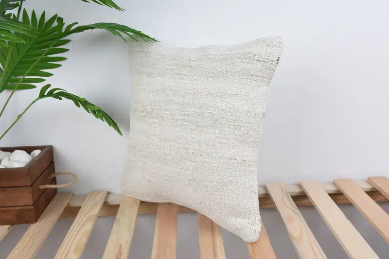 Boho Chic Cushion Cover, Bench Pillow Case, Home Decor Pillow, 16x16 White Pillow Cover, Boho Pillow Sham Cover, Kilim Pillow, Cushion Cover - 5