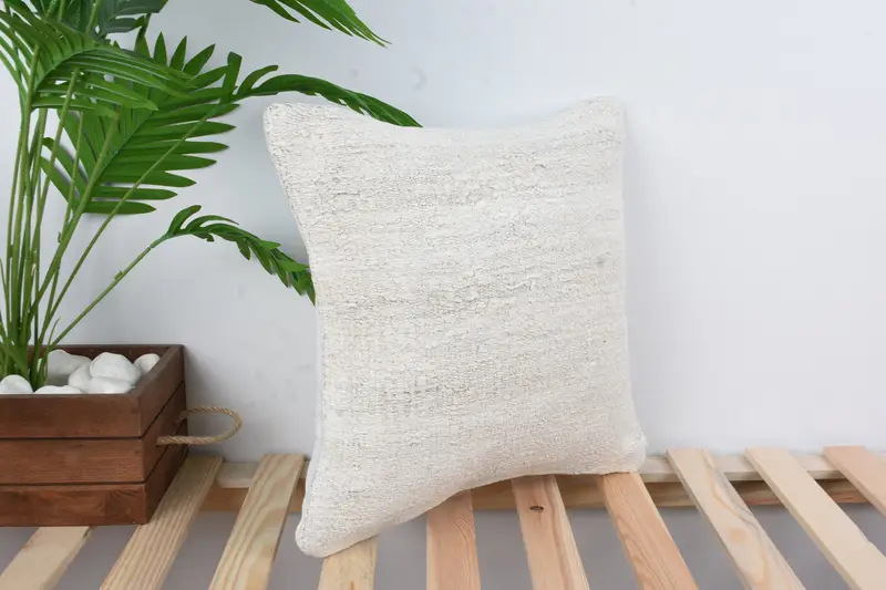 Boho Chic Cushion Cover, Bench Pillow Case, Home Decor Pillow, 16x16 White Pillow Cover, Boho Pillow Sham Cover, Kilim Pillow, Cushion Cover - 4