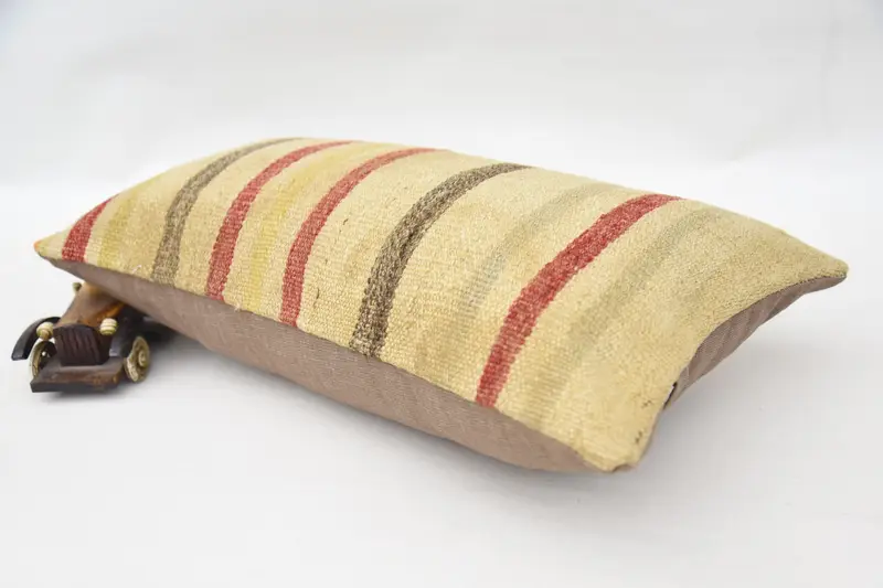 Cushion Cover, Kilim Cushion Sham, 12x20 Yellow Pillow Case, Vintage Kilim Throw Pillow, Kilim Pillow, Comfy Throw Pillow Cover - 6