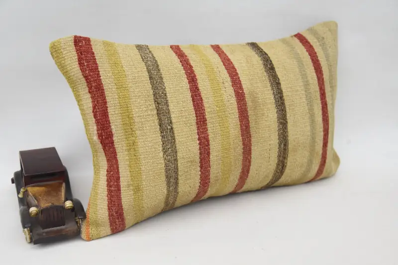 Cushion Cover, Kilim Cushion Sham, 12x20 Yellow Pillow Case, Vintage Kilim Throw Pillow, Kilim Pillow, Comfy Throw Pillow Cover - 2