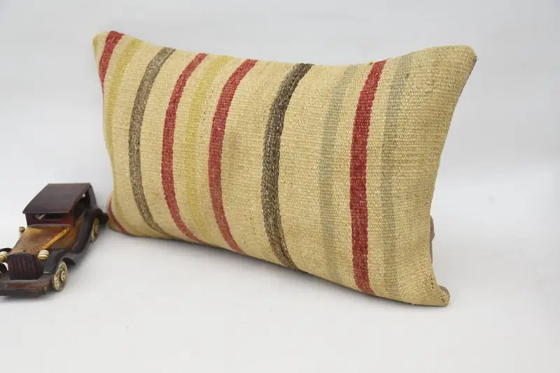 Cushion Cover, Kilim Cushion Sham, 12x20 Yellow Pillow Case, Vintage Kilim Throw Pillow, Kilim Pillow, Comfy Throw Pillow Cover - 3