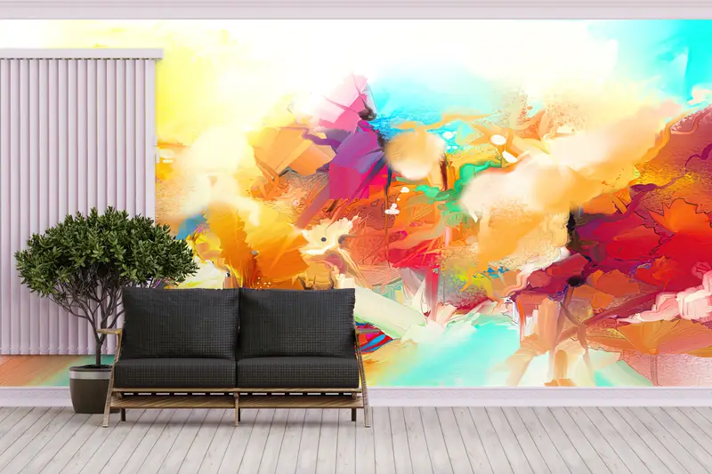 Çağdaş Renkli Soyut Baskılı Duvar Kağıdı - Alanınızı Yükseltin