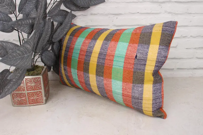 Almohada de diseñador de interiores, simulacro de almohada de sofá, almohada para sofá, caja de cojín verde 12x20, almohada de lanzamiento de kilim vintage, cubierta de cojín - 4