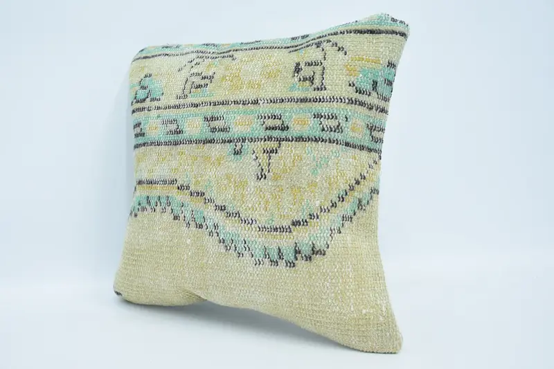 Interior Designer Pillow, Pillow Cover, Bolster Throw Pillow Cover, Farmhouse Pillow, 18x18 Beige Cushion, Pillow for Sofa, Turkish Pillow - 4