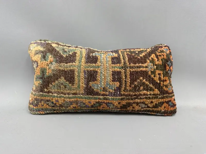 Pillow Sham, Bolster Pillow Sham, Boho Pillow, Boho Pillow Sham Cover, Kilim Pillow, 8x16 Brown Cushion Cover, Cozy Throw Pillow Cover - 4