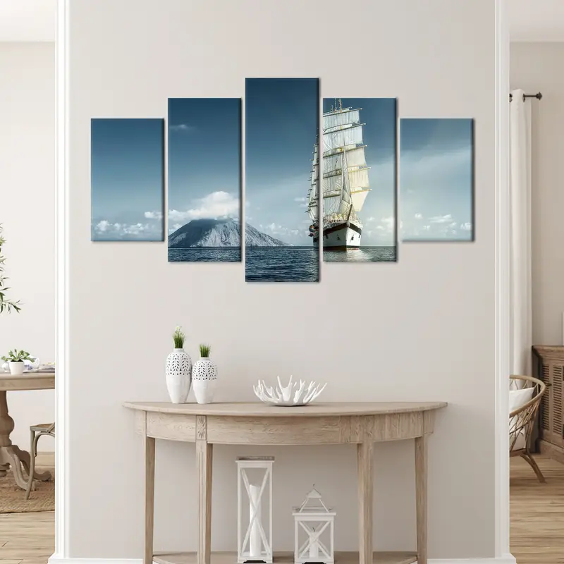Cruises Wall Art, Canvas Wall Art, Sailing Yacht Wall Decor, Sea Landscape Print, Office Wall Decor, Living Room Wall Decoration, Canvas Art - 2