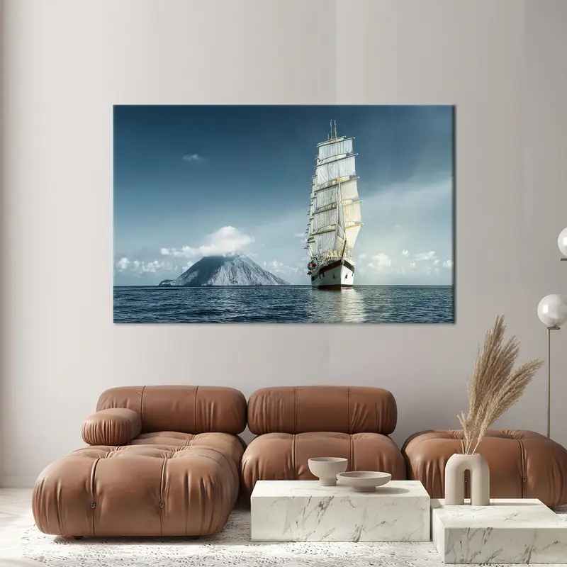 Cruises Wall Art, Canvas Wall Art, Sailing Yacht Wall Decor, Sea Landscape Print, Office Wall Decor, Living Room Wall Decoration, Canvas Art - 4