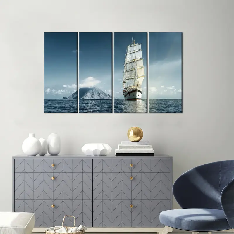 Cruises Wall Art, Canvas Wall Art, Sailing Yacht Wall Decor, Sea Landscape Print, Office Wall Decor, Living Room Wall Decoration, Canvas Art - 1