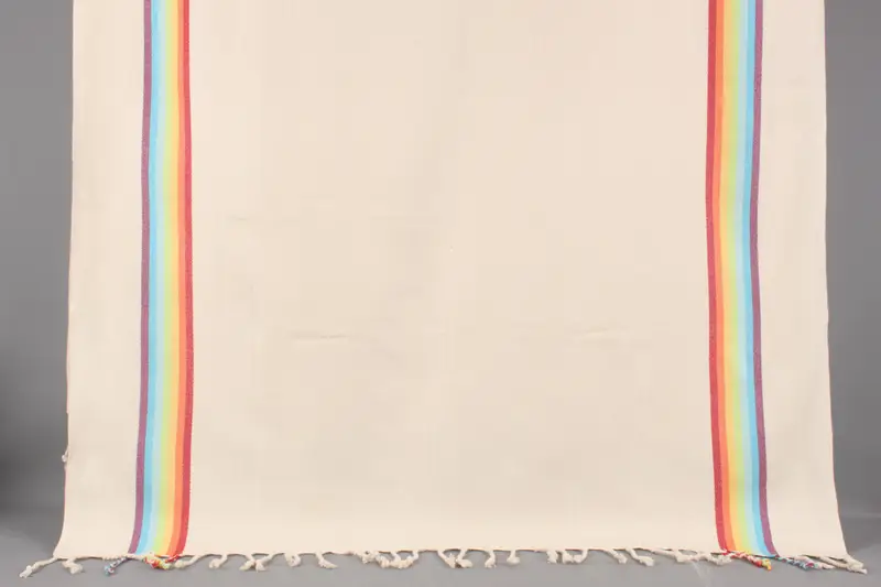 Personalized Turkish Bath Towel, Beige Striped, Organic Cotton, 40x71 Inches