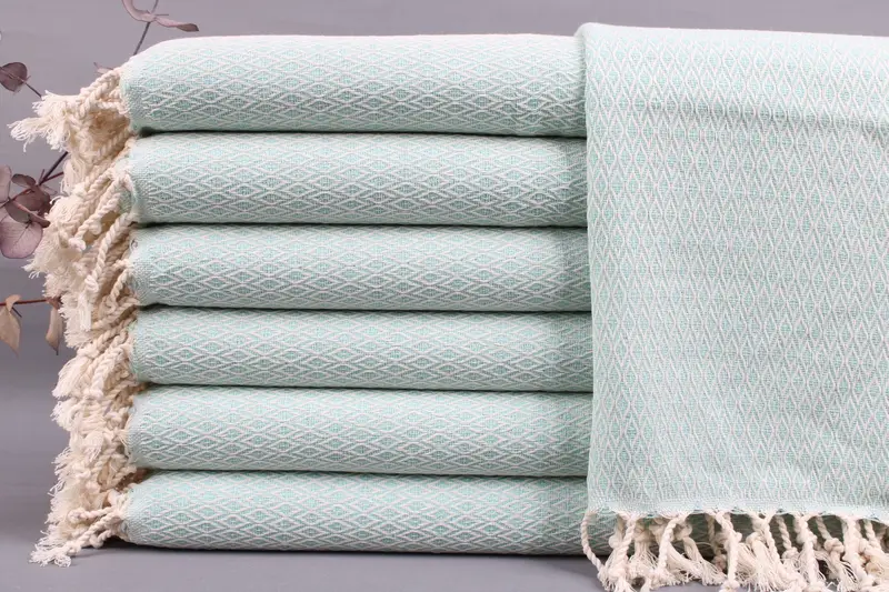 Diamond Mint Washcloth Turkish Cotton Beige Bath Towel, 20x40 Inches