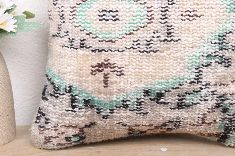 Interior Designer Pillow, Ethnical Kilim Rug Pillow, Pastel Pillow Sham, 12x12 Beige Pillow Cover, Handmade Kilim Cushion, Cushion Case - 3
