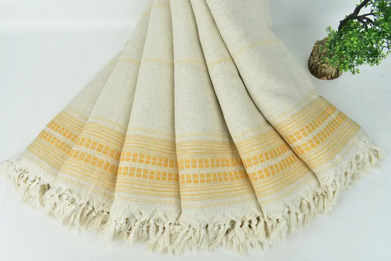 Beach Bachelorette Party Decorations, Personalized Blanket, Throw Blanket Couch, 96x94 Linen Striped Towel, Wedding Gift, Woven Blanket - 4