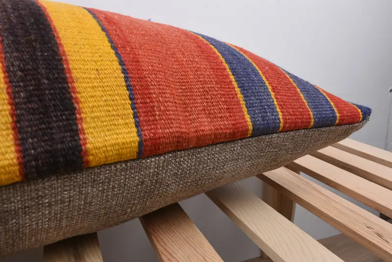 Art Deco Pillow Sham, Ethnical Kilim Rug Pillow, Cushion Case, 16x48 Yellow Pillow Sham, Home Decor Pillow, Pet Cushion Case, Boho Pillow - 7