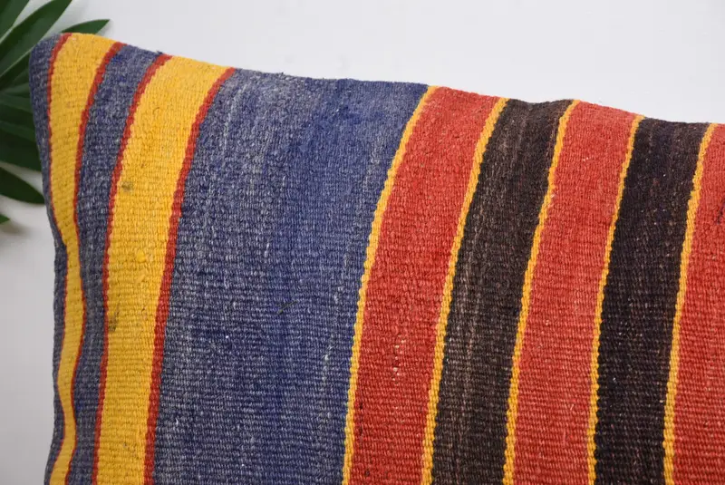 Art Deco Pillow Sham, Ethnical Kilim Rug Pillow, Cushion Case, 16x48 Yellow Pillow Sham, Home Decor Pillow, Pet Cushion Case, Boho Pillow - 2