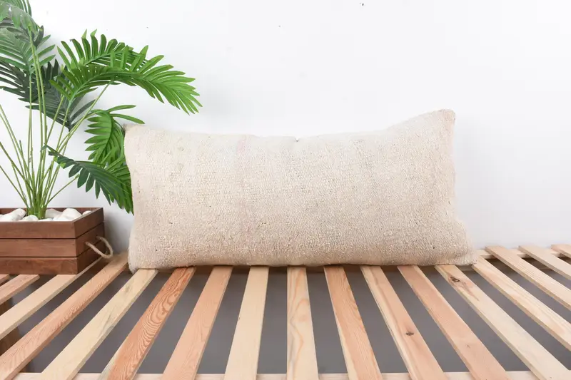 Turkish Pillow, 16x36 White Pillow Sham, Pillow for Sofa, Ethnic Pillow Sham, Pillow, Boho Pillow Sham Cover, Crochet Pattern Cushion Cover - 1