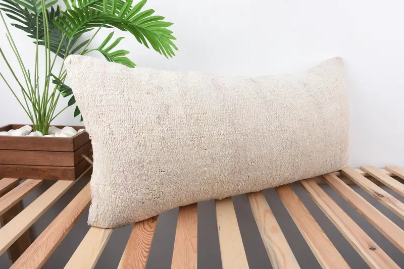 Turkish Pillow, 16x36 White Pillow Sham, Pillow for Sofa, Ethnic Pillow Sham, Pillow, Boho Pillow Sham Cover, Crochet Pattern Cushion Cover - 4
