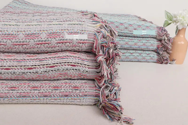 Turkish Blanket Queen, Summer Gift, Woven Blanket, Bridal Shower Gift, Wedding Favors, 90x78 Cotton Leaf Design Towel, Turkish Bedspread - 1