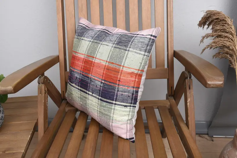 Kilim Cushion Sham, Boho Pillow Sham Cover, Bolster Pillow Sham, Cotton Pillow Sham, 16x16 Pink Pillow Cover, Bed Pillow, Pillow, Gift Pillow - 3