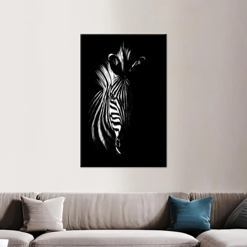 モダンなシマウマの恋人キャンバス: エレガントな白黒の抽象アート