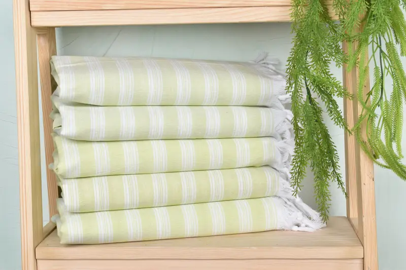 Beach Towel Custom Pistachio Green Cotton Stripe, 40x71 Inches
