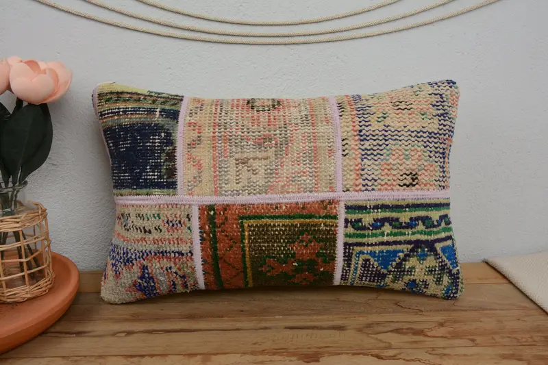 12x20 Beige Pillow Sham, Pillow for Couch, Cushion Case, Ethnical Kilim Rug Pillow, Boho Throw Cushion Case, Interior Designer Pillow - 2