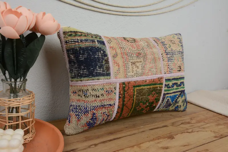 12x20 Beige Pillow Sham, Pillow for Couch, Cushion Case, Ethnical Kilim Rug Pillow, Boho Throw Cushion Case, Interior Designer Pillow - 1