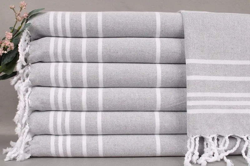 Custom Hand Towel Dark Gray Striped, 18x38 Inches, Personalized Gift