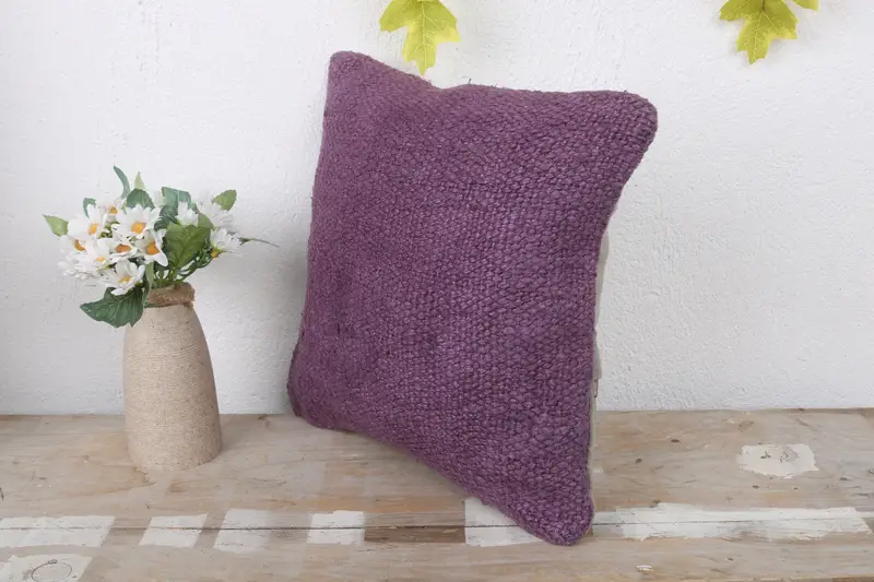 12x12 Purple Pillow Case, Turkish Pillow, Luxury Pillow Cover, Indoor Pillow Case, Home Decor Pillow, Christmas Cushion, Pillow, Throw Kilim Pillow - 4