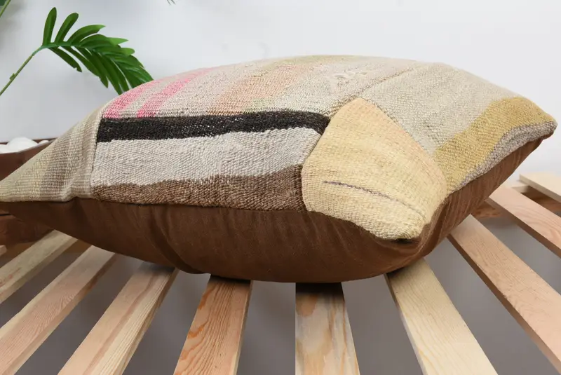 Tribal Cushion Case, Boho Pillow, Neutral Throw Pillow, Pillow, 20x20 Beige Cushion Cover, Vintage Kilim Pillow, Kilim Pillow - 6