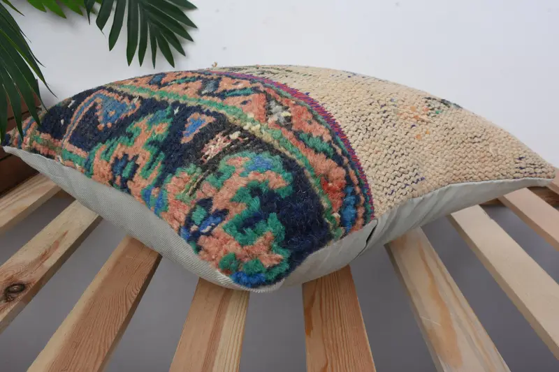 Boho Pillow, Pillow Case, Christmas Cushion Cover, Boho Pillow Sham Cover, Shabby Chic Cushion, 16x16 Blue Cushion, Garden Pillow, Antique Pillows - 6