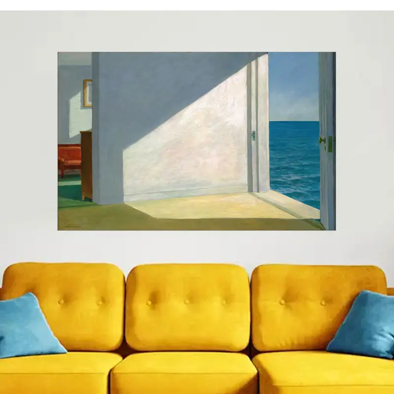 Minimalistische surreale Leinwand: Trendiger, von Edward Hopper inspirierter Druck
