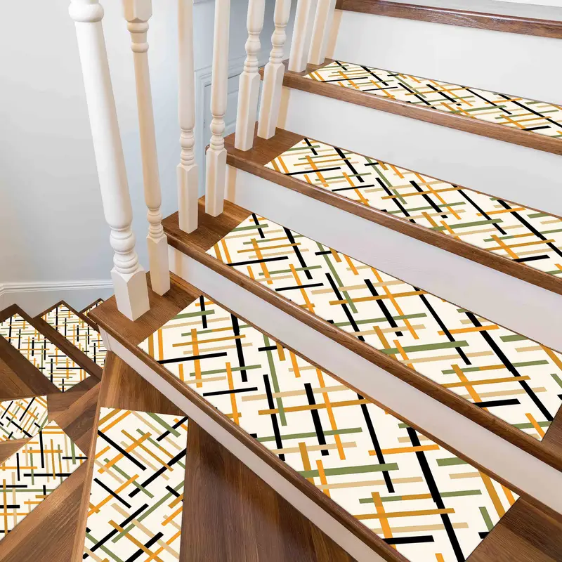 Autumn Colors Printed Rug: Stair Rug with Ethnic Geometric Patterns