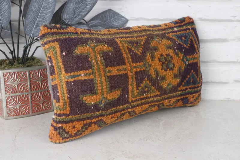Pillow Cover, Decorative Bolster Pillow, Boho Pillow, 8x16 Blue Pillow, Garden Pillow Sham, Turkish Pillow, Boho Pillow Sham Cover - 4