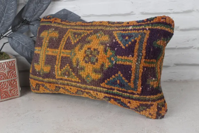 Pillow Cover, Decorative Bolster Pillow, Boho Pillow, 8x16 Blue Pillow, Garden Pillow Sham, Turkish Pillow, Boho Pillow Sham Cover - 3