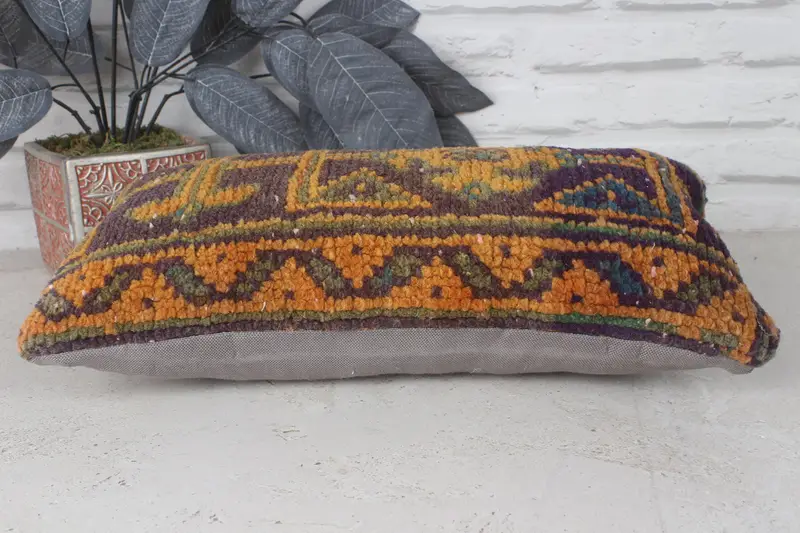 Pillow Cover, Decorative Bolster Pillow, Boho Pillow, 8x16 Blue Pillow, Garden Pillow Sham, Turkish Pillow, Boho Pillow Sham Cover - 5