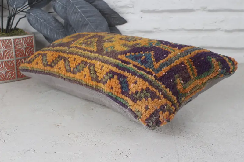 Pillow Cover, Decorative Bolster Pillow, Boho Pillow, 8x16 Blue Pillow, Garden Pillow Sham, Turkish Pillow, Boho Pillow Sham Cover - 6