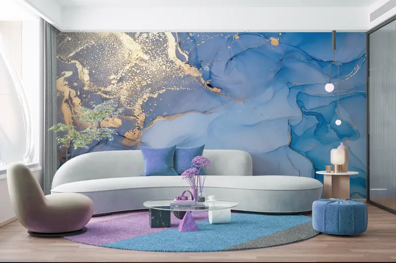 Zarif Baskılı Duvar Kağıdı: Lüks Mermer, Pırıltılı, Soyut Tasarım