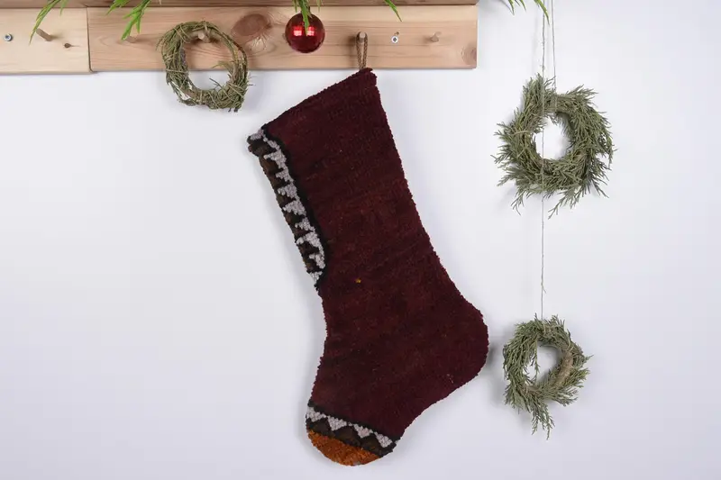 Patrón de adornos navideños, calcetín Kilim para decoración festiva