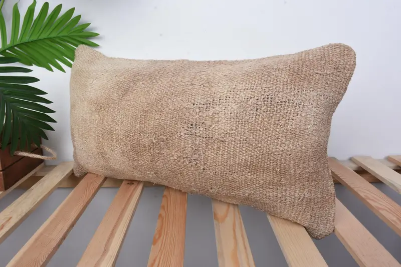 Pet Cushion, Boho Pillow Sham Cover, Vintage Pillow, Aesthetic Cushion Case, Cushion Cover, Kilim Pillow, 12x24 Beige Cushion Case - 4