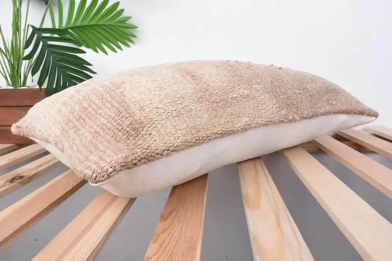 Pet Cushion, Boho Pillow Sham Cover, Vintage Pillow, Aesthetic Cushion Case, Cushion Cover, Kilim Pillow, 12x24 Beige Cushion Case - 6