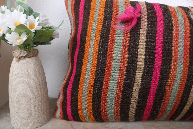 12x24 Orange Cushion Cover, Throw Kilim Pillow, Home Decor Pillow, Turkish Pillow, Armchair Pillow, Pillow Sham, Patio Pillow Sham - 3