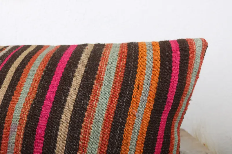 12x24 Orange Cushion Cover, Throw Kilim Pillow, Home Decor Pillow, Turkish Pillow, Armchair Pillow, Pillow Sham, Patio Pillow Sham - 5