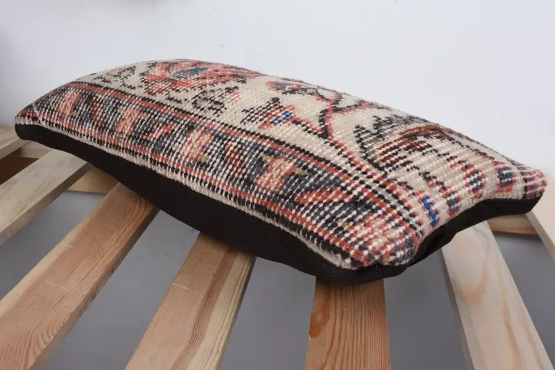 Armchair Cushion Case, Vintage Kilim Throw Pillow, 8x16 Orange Pillow Case, Cushion Case, Turkish Pillow, Vintage Throw Cushion, Antique Pillows - 6