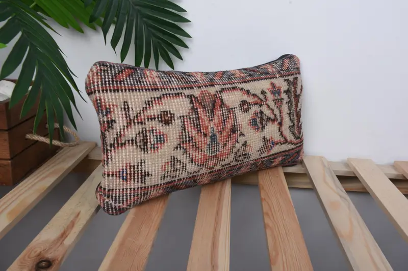 Armchair Cushion Case, Vintage Kilim Throw Pillow, 8x16 Orange Pillow Case, Cushion Case, Turkish Pillow, Vintage Throw Cushion, Antique Pillows - 4