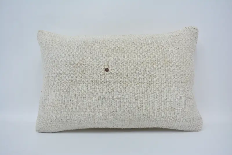 Meditation Pillow, Pillow Sham, Pillow for Couch, Vintage Throw Pillow Sham, Vintage Kilim Pillow, Boho Pillow, 16x24 White Cushion Cover - 1