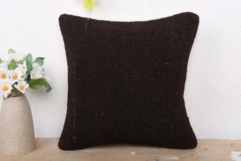 Pillow, Vintage Kilim Throw Pillow, Rustic Pillow Case, Lounge Throw Cushion, 12x12 Black Cushion Cover, Handmade Kilim Cushion, Gift Pillow - 2